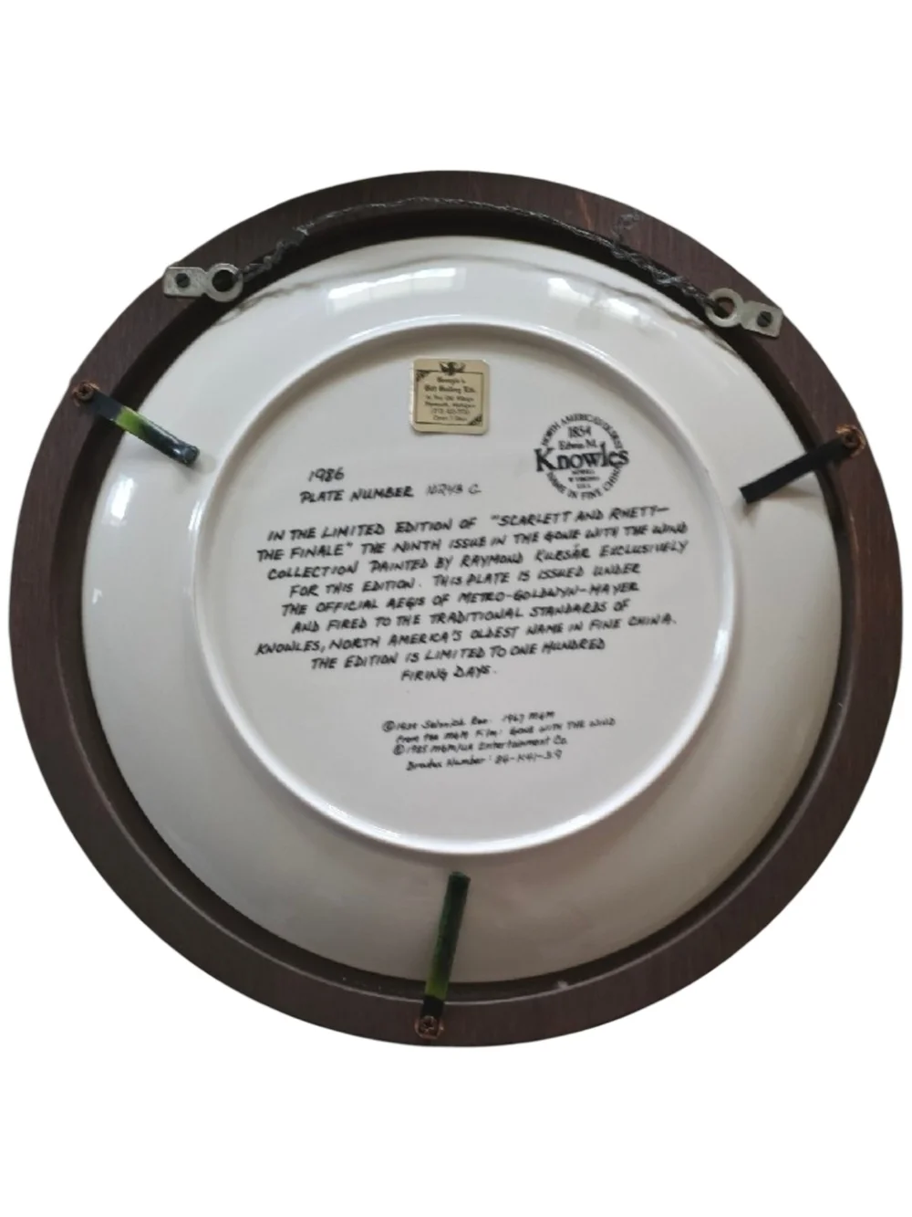 Knowles Decorative Collector Plate Scatlett And Rhett GWW Gone With The Wind